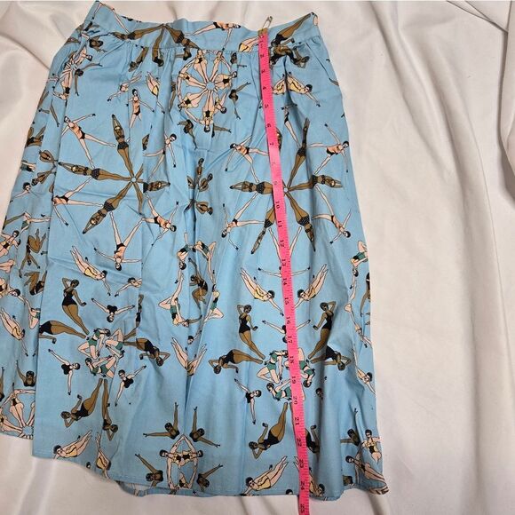 NEW Modcloth x Dupenny synchronized swimmer blue a-line pinup‎ skirt M - Picture 9 of 10
